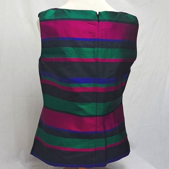 Talbots 100% Silk Black Label Sleeveless Striped Top Size 8 NWT - Picture 3 of 9